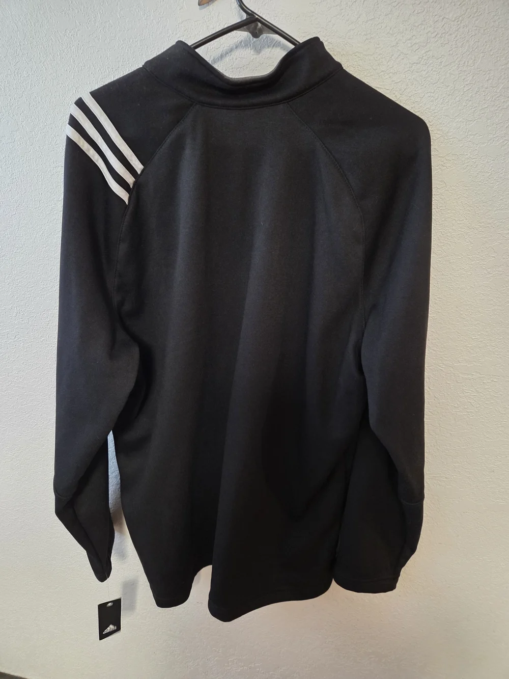 adidas Black Quarter-Zip Pullover with White Shoulder Stripes